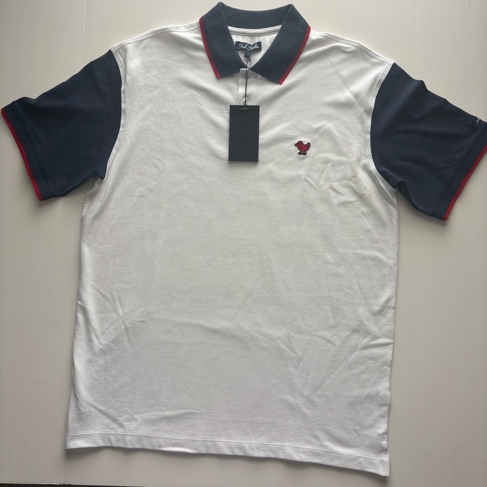 Men’s Bad Birdie Golf Red White & Bad Polo Shirt Large MSRP $84